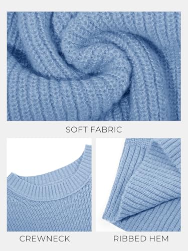 Image of Saodimallsu Womens Batwing Long Sleeve Sweaters Casual Crewneck Loose Chunky Knit Fall Pullover Tops