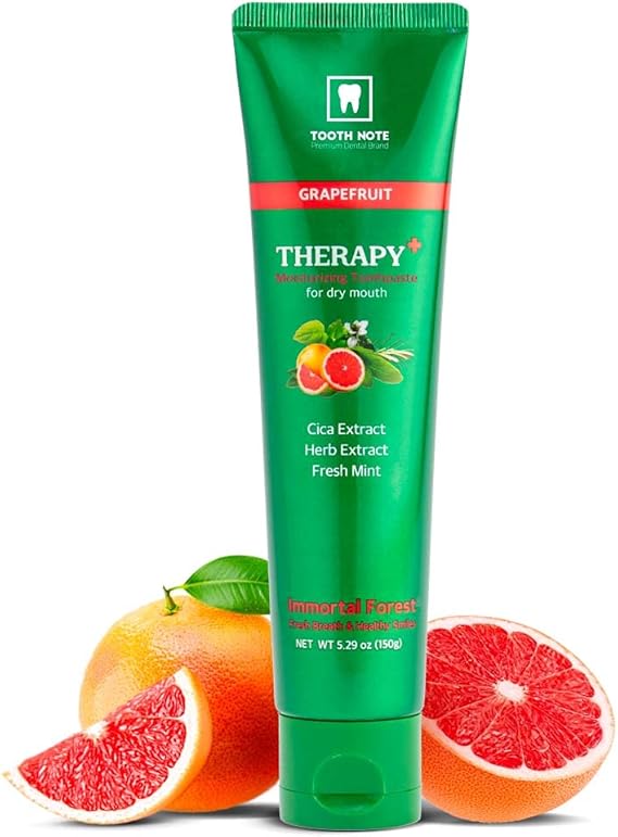 TOOTH NOTE Moisturizing Therapy Toothpaste (1 Grapefruit) for Dry Mouth, Fresh Mouth, Vegan, Sensitive / Natural, Organic / Fluoride, Paraben-Free/ Remove Bad Breath / Minty / 5.29oz