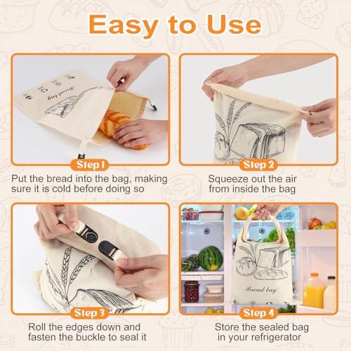 2 PACK Beeswax Sourdough Bread Bags for Homemade Bread, Reusable Cotton Beeswax Bread Bag Portable Waxed Storage All Natural Bees Wax Linen Bag Keep Fresh,13''×17'', 03 — view 5