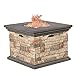 Great Deal Furniture Crawford | Outdoor Square Propane Fire Pit with Lava Rocks | with Stone Finish