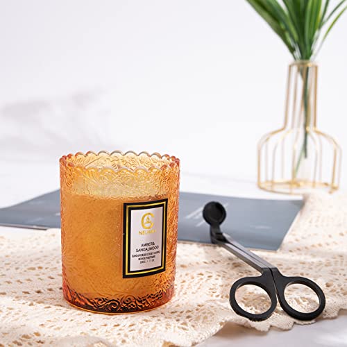Nelhah Amber Sandlwood Aromatherapy Candle，14.4 Oz 100 Hours Of Burn Time，Soy Wax And Essential Oils Jar Candle Set 2 Pack（With Candle Wick Trimmer） #TOP3