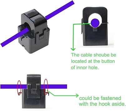Split core CT Current Sensor, 2pcs Split Core Current clamp on Easily to Install 50A 60A 100A 120A 200A for Ammeter and Power Analyzer(Input 60a)/16978(Input 60a)