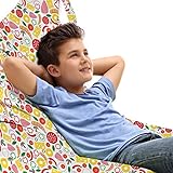 ABAKUHAUS Groente Zitzak, Mushroom garnalen recept, Veel Ruimte om Zacht Speelgoed als Knuffels in op te Bergen, met Handvat, White Multicolor