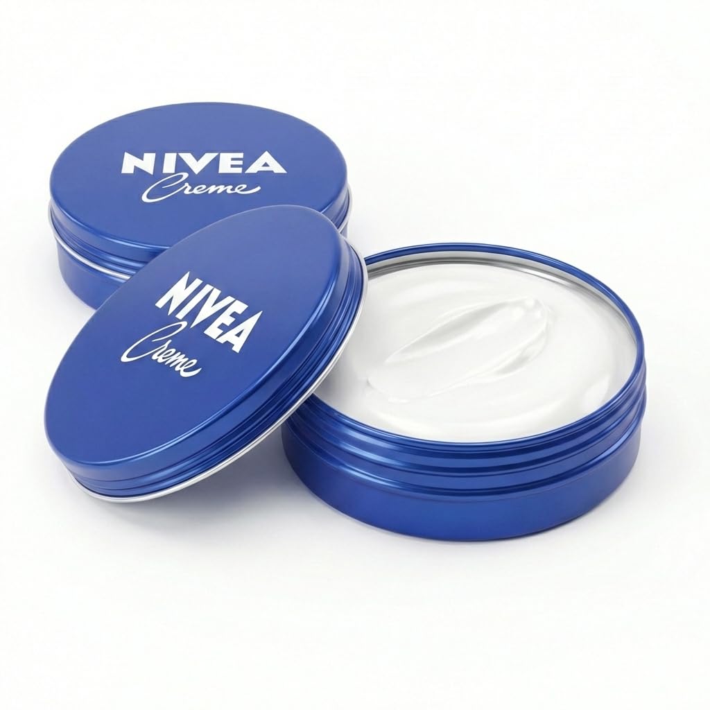 Nivea Creme Tin Moisturizer for Face Hand Body, 60ml Set of 2 - Intensive Hydrating Cream for Dry Skin, Daily Moisturising Cream for Men Women, All Purpose Skin Care with 80% Recycled Packaging