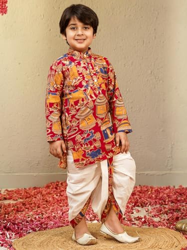 Image of AJ DEZINES Kids Ethnic Wear Pure Cotton Dhoti Kurta Set For Boys