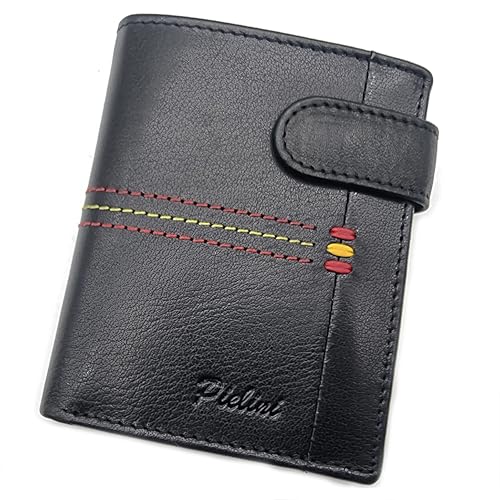 Pielini   Cartera de Piel para Hombre con Billetera y Monedero. Cartera de Cuero, Tarjetero de Gran Capacidad   Modelo 5250 (Negro)