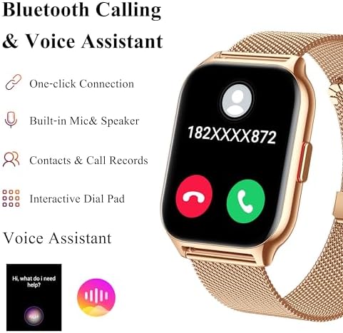 Popglory Smart Watch Women Men 2 Straps, 2.01" Smartwatch Make/Answer Call, Fitness Watch, Blood Pressure, Heart Rate, 100+ Sports Fitness Activity Tracker Step Counter for Android iOS