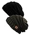 NYfashion101 Exclusive Oversized Baggy Slouchy Thick Winter Beanie Hat - 2 Pack, Black & Dark Olive