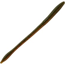 Soft Plastic Worm Lures for Bass Fishing, 6 inch Finesse Ribbed Worm Bait for Drop Shot, Shaky Head, Neko & Texas Rig, Natural Fall, Salt Infused, 12-Pack