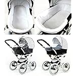 Lux4Kids Retro Kinderwagen 3 in 1 Komplettset mit Autositz Buggy Megaset Marget Navy Blue Star 4in1 mit Isofix