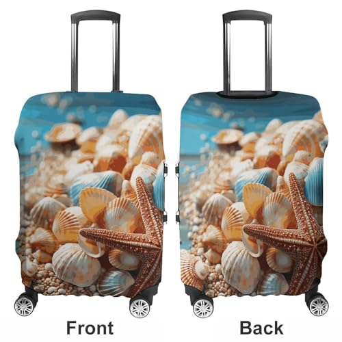 Sea Shells And Starfish Luggage Cover, Washable Elastic Suitcase Cover Protector Fit 18-32 Inch Luggage3