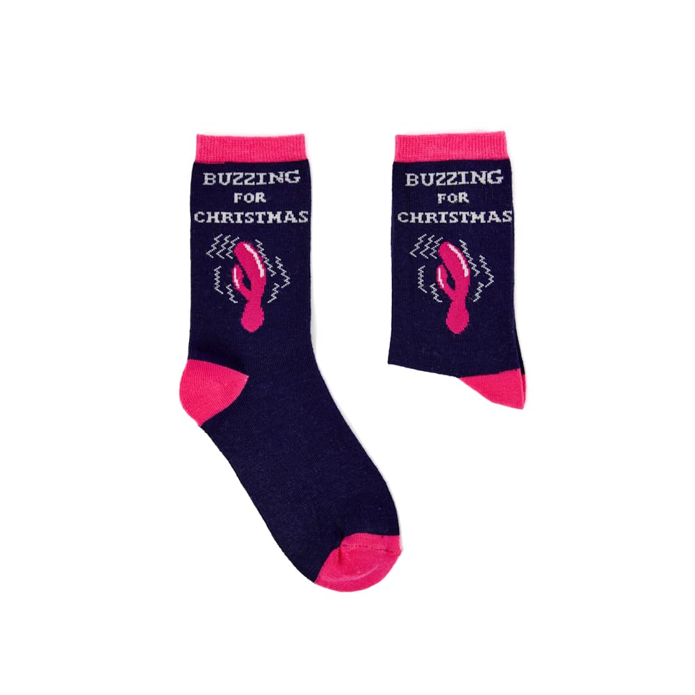 Urban Eccentric Unisex Multi Ladies Buzzing For Christmas Socks | Gift | 1 Pair | Cotton Rich | Premium Socks | Rude | Christmas | Novelty | Gifts
