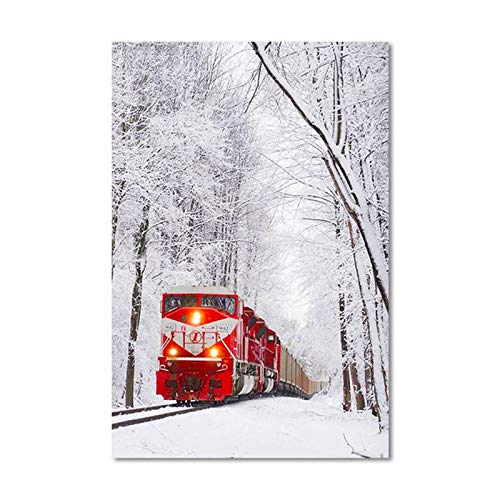 Toile paysage naturel de forêt rouge 50x70 cm decoration salon