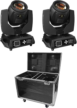 2-Pack 7R Sharpy Beam 230W Moving Head DJ Lights with Waterproof Hard Flight Case C-Clamp Base 17 GOBOs 14 Colors Stage Lights