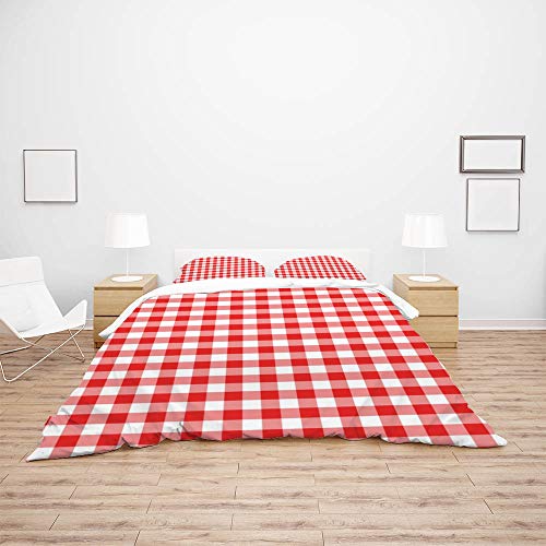 Housse de couette polyester durable anti-plis literie double carreaux - 4