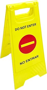 Do Not Enter Sign, Foldable Sturdy Bilingual Double-Sided Safety Warning Signs Pack of 1