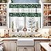 Christmas Snowflake Kitchen Valances for Windows 60x18 Inch Kitchen Curtains Valances Rod Pocket Winter Xmas Snow Sage Green Bathroom Window Valances for Window Treatment Living Room Decor