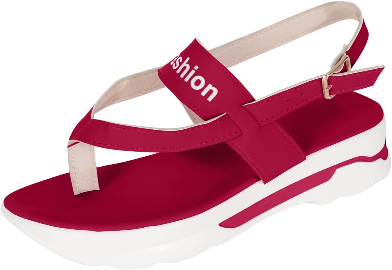Toe Post Sandals Women Flat Platform Walking Sandals Comfortable Casual Holiday Beach Strappy Sandal Fashion Lightweight Slingback Outdoor Summer Shoes Cushion Footwear Size 3-7.5