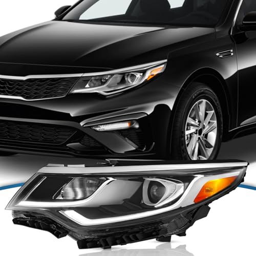 TTUN AUTO Compatible with 2019 2020 Kia Optima Headlight Replacement for 92101-D5550 with Halogen Bulbs & LED Daytime Running Lamp (Driver side)