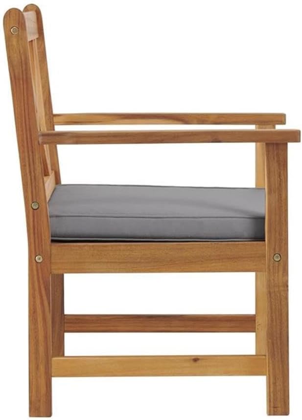 Manchester Outdoor Acacia Wood Chair Set with Water-Resistant Gray Cushions, Geometric Design, Natural Finish, Weather-Resistant Hardwood, Includes Two Chairs, 24 in. W x 24 in. D x 32 in. H