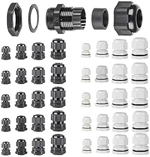 40Pcs Waterproof Cable Gland Conduit Mounts Grey Stuffing Glands Connector M12 M16 M20 M25 (Black & White
