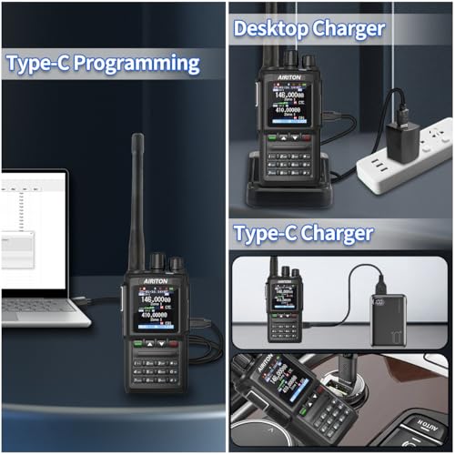 Airiton DM-168 DMR Radio DMR & Analog Handheld Ham Radio Dual Band with Noise Reduction Walkie Talkies 10K Talk Groups, 2 Batteries, 3 Antennas, USB-C Charging & Programming for Hunting Team Work - Thumbnail 2