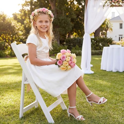 Image of Furdeour Heels for Girls Dress Shoes Bow Sansals Flower Girl Big Kids Teen | Delicate Bow, 2.13 IN Kitten High Heels, Dance Birthday Party Pageant Graduation School Prom, Young Girls Formal Dressy Heel