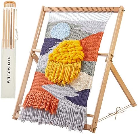 WILLOWDALE 25.2"H x 19.3"W Weaving Loom with Stand Wooden Multi-Craft Weaving Loom Arts & Crafts, Extra-Large Frame, Develops Creativity Weaving Frame Loom with Stand for Beginner