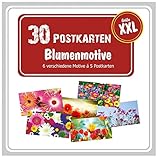 Im Paket enthalten: 6 verschiedene Blumen-Motive mit je 5 Postkarten, insgesamt somit 30 Postkarten.