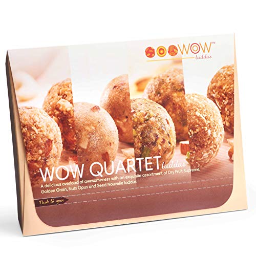 Image of WOW Laddus - WOW Quartet Laddus | 440 Grams Pack of 12 | Infused with Pure Ghee | Nutritious & Healthy Tasty Laddoo Gift Pack | Natural Jaggery Sweetened | No Added Preservative