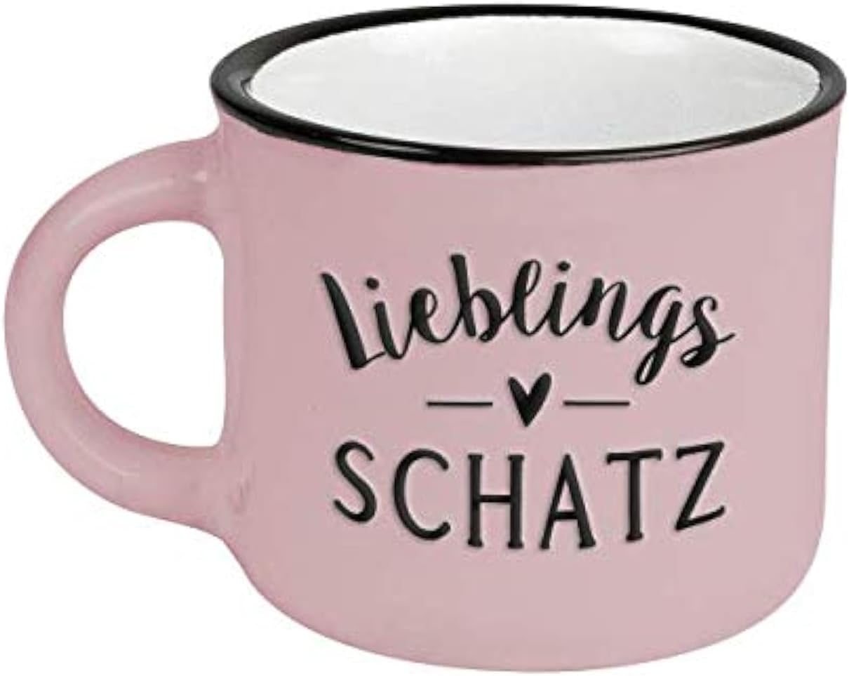 Grafik-Werkstatt Vintage Espresso Cup, Mini Ceramic Mug to Give as a Gift, 95 ml, Favourite Treasure, Pink