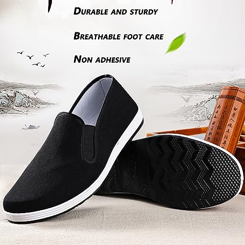 Chinese Kung Fu Shoes, Tai Chi Shoes for Men, Traditional Old Beijing Slippers, Unisex Martial Art Chinese Slippers Rubbe Anti-Slip Black2