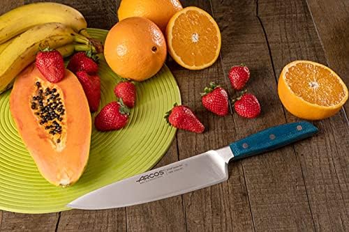 Miniatura 6 de Arcos Cuchillo de chef forjado de acero inoxidable, tamaño 8 pulgadas. Mango profesional de micarta y borde especial de seda y hoja plateada 8.268