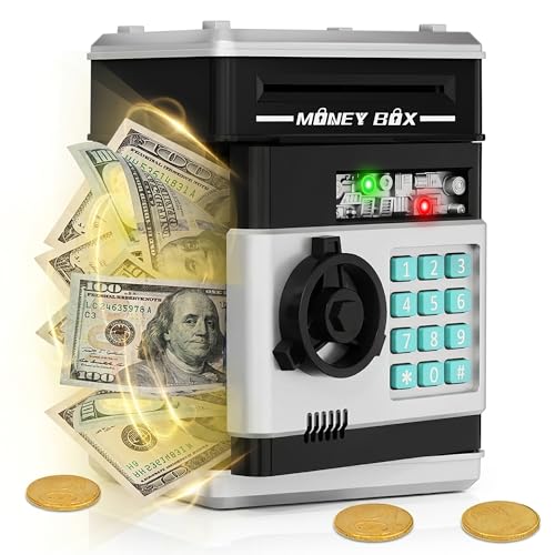Image of Refasy Piggy Bank Cash Coin Can ATM Bank Electronic Coin Money Bank for Kids Age 3-12, Money Savings Box Mini ATM Coin Bank Toys Gifts for 3 4 5 6 7 8 9 10 11 12 Year Old Boys Girls