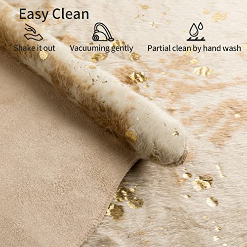 J.thbro Faux Cowhide Rug Faux Fur Rug Animal Shaped Area Rug Cow Print Area Rug For Living Room Home Decor Rug 4.92 Ft * 6.56 Ft #TOP6