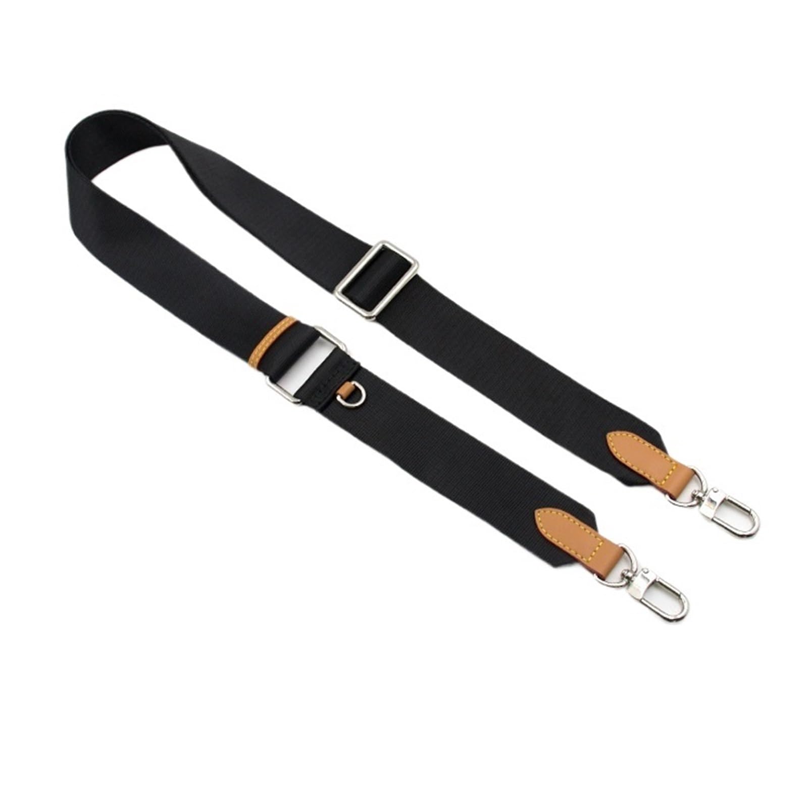 Correa de bolso ajustable de lona negra y cuero para recambio de bandolera o bolso de hombro