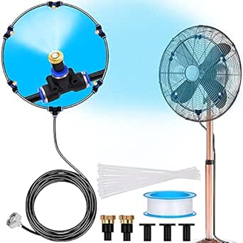 Fan Misting Kit - Upgraded Adjustable 26FT Misters for Outdoor Cooling with 5 Nozzles
