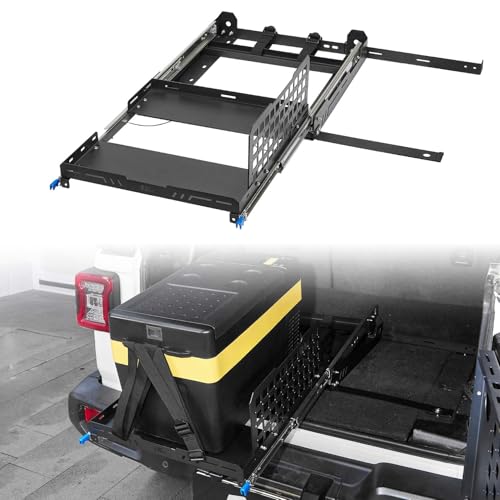 JOYTUTUS Fridge Slide Out Tray Fit (15.7-23.62 inch L x 19.7 inch W) Refridgerator, Cooler Slide Equipped with Storage Panel, Portable Car Fridges Freezer Slide, Max 290 LBS