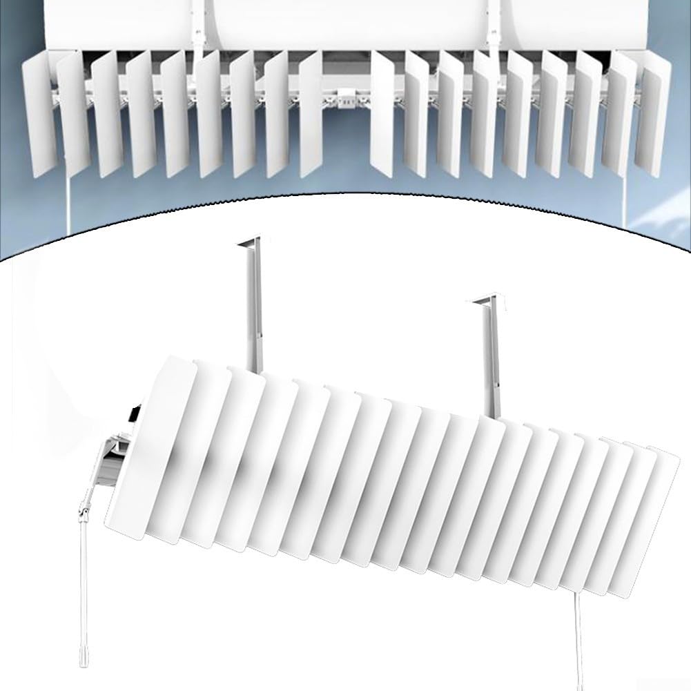 Testa girevole per deflettore per condizionatore d'aria, protezione antivento regolabile per controllo del clima interno, deflettore anti-diretto da parete, 20 x 85 cm, bianco