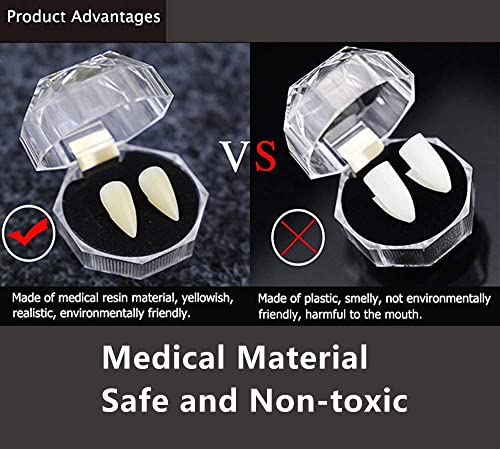 COOLJOY 3 Sizes Vampire Fangs Teeth with Adhesive Halloween Cosplay Props White Horror False Teeth Props Party Favors Masquerade Accessories Gift4