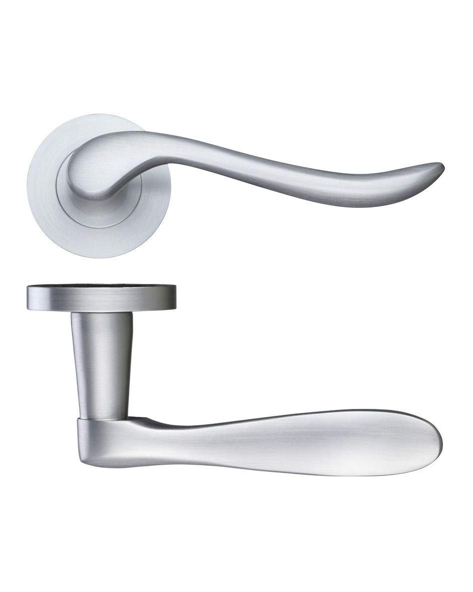 Zoo Hardware Tivoli Door Lever On Round Rose - Satin Chrome Dat010sc