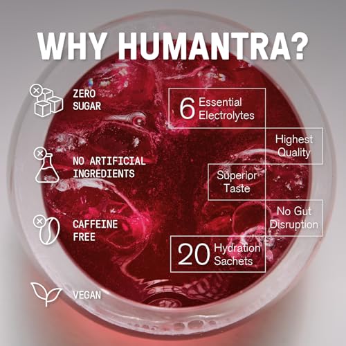 Humantra Electrolytes Powder - Elderberry Flavor, 20ct - Powdered Hydration Sachets - Plant-Based Electrolyte Powder with 6 Electrolytes - Vegan, Sugar Free, Gluten Free