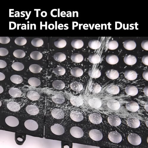 30 Pack Drainage Interlocking Tiles, 12”x12” Modular Interlocking Floor Tiles with 1 Pc Plastic Hammer Non Slip Rubber Floor mat with Holes for Pool Bathroom Deck Kitchen Patio