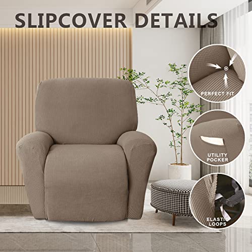 Molasofa Recliner Chair Covers For Reclining Chair, Non Slip Soft One Piece Recliner Stretch Sofa Slipcover,Furniture Protector Couch Soft With Pockets, Washable(Recliner,Khaki) #TOP2