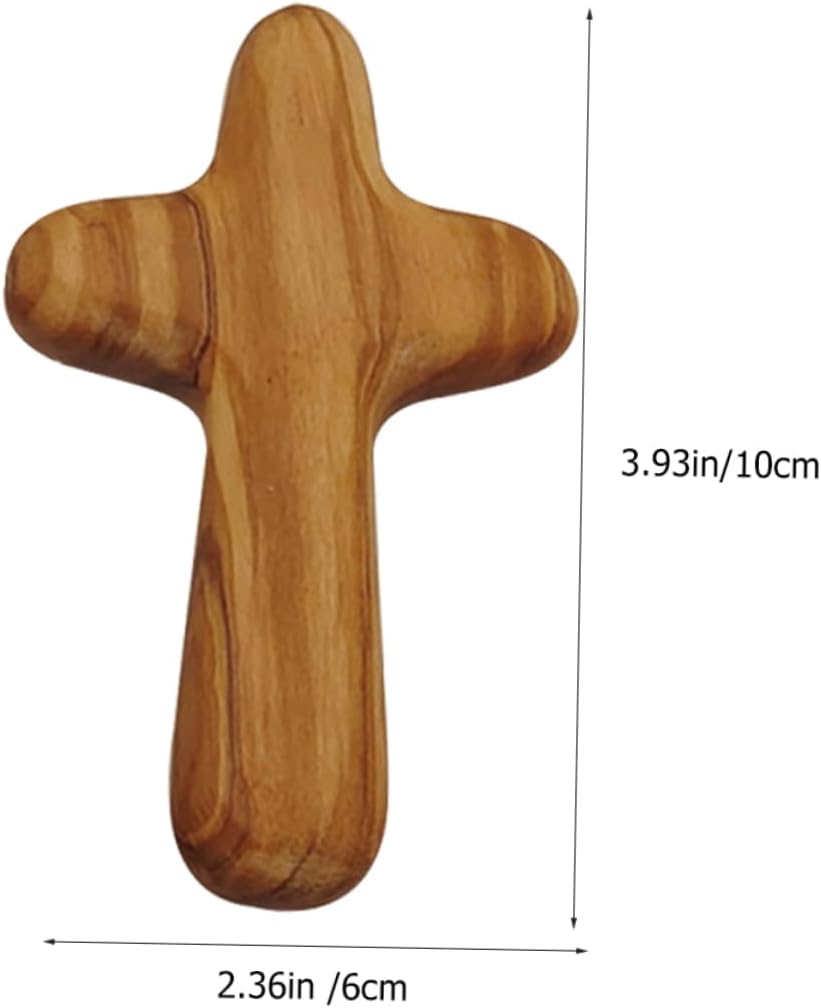 CORHAD 2pcs Handheld Wooden Cross Decor Olive Wood Christian Prayer Cross for Baptism Weddings Religious Events Smooth Comfortable Grip for Craft Projects and Home Decoration image 2
