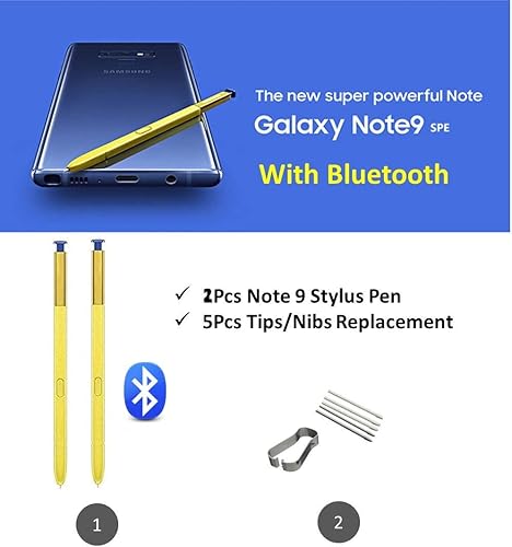 Miniatura 2 de 2 bolígrafos Galaxy Note 9 S (con Bluetooth) de repuesto para Samsung Galaxy Note 9, todas las versiones de lápiz táctil con puntas (amarilloazul)