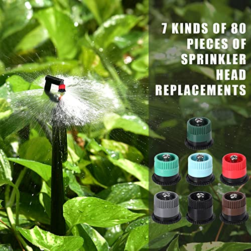 80 Pcs Variable Arc Nozzle 7 Type Variable Arc Nozzle Pop Up Sprinkler Head Adjustable Variable Arc Nozzle 360 Degree Rotating Spray Nozzle For Garden Lawn Sprinkler Irrigation System #TOP4