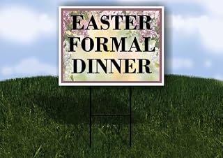 Easter Formal Dinner Spring Flowers Purple Lilac Single Sided 18x24 in. Yard Road Sign w/Stand
