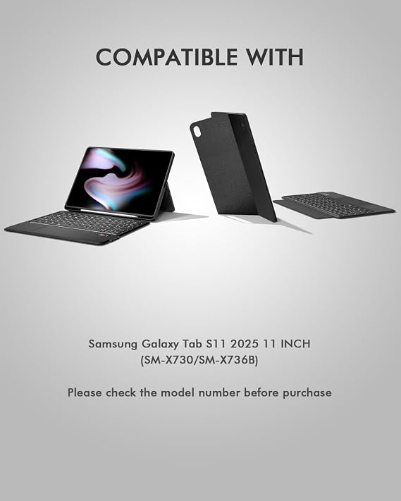 Bluetooth Keyboard w/LCD Case for Samsung Galaxy Tab S11(SM-X730/SM-X736B)