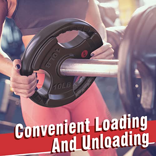 Gikpal 10Lbs Weight Plates 2-Inch Rubber Coated Olympic Weight Plate In Pairs Or Single For Weightlifting, Strength Training, Crossfit, Solid Cast Iron Weight Plates For Barbell #TOP2